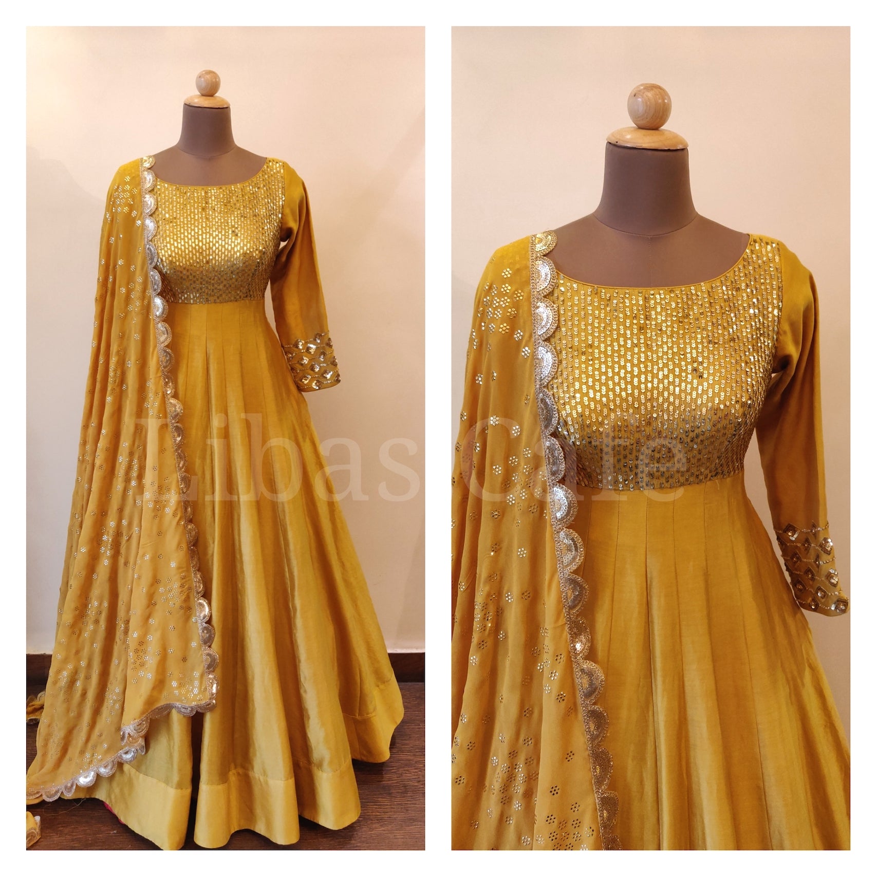 Mustard Yellow Chanderi Sequin Suit